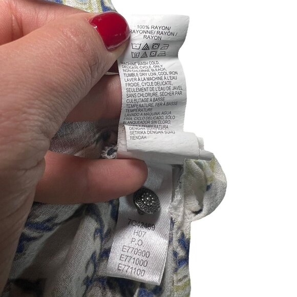 Lucky Brand Top Womens 1X Multicolor Boho Print Flowy Popover Blouse Long Sleeve - Picture 5 of 9